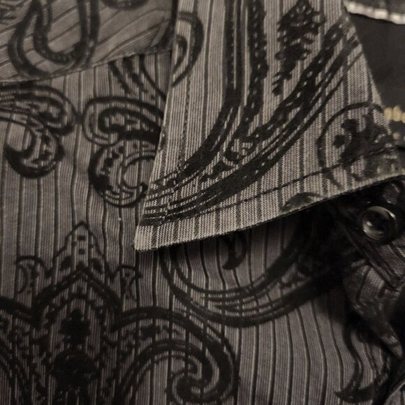 J. Campbell Black Striped Paisley Button Down Shirt Size M - Picture 8 of 10